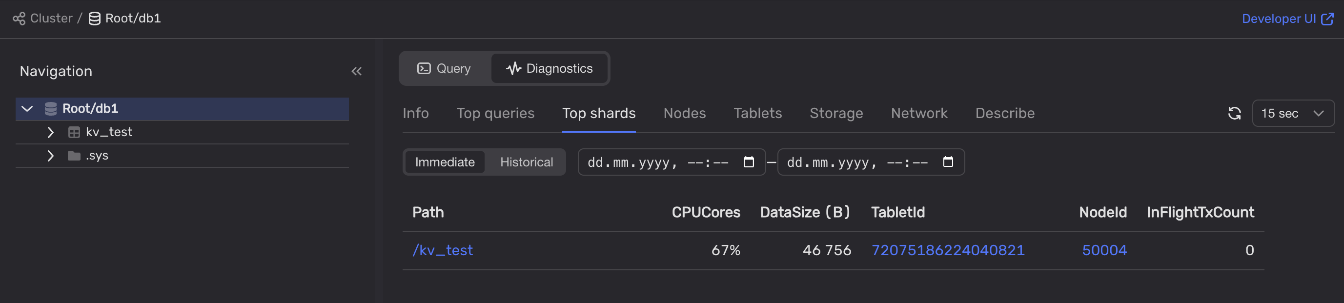 Diagnostics > shards